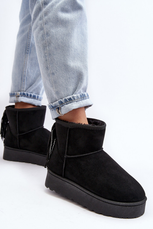 Sieviešu sniega apavi ar platformu ar bārkstīm melnas krāsas Lirico