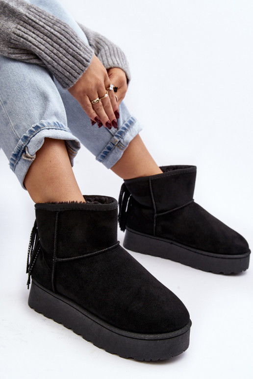 Sieviešu sniega apavi ar platformu ar bārkstīm melnas krāsas Lirico