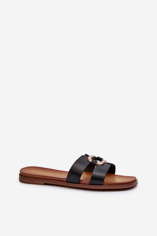 zempapēžu sieviešu čības no eko ādas Sergio Leone SK077H melnas krāsas