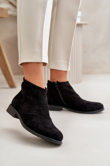 Sieviešu puszābaki ar platiem papēžiem Ažūrs melnas krāsas S.Barski HY42-076