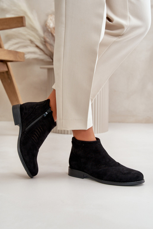 Sieviešu puszābaki ar platiem papēžiem Ažūrs melnas krāsas S.Barski HY42-076