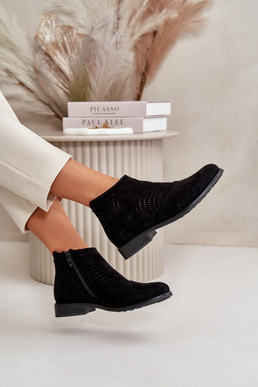 Sieviešu puszābaki ar platiem papēžiem Ažūrs melnas krāsas S.Barski HY42-076