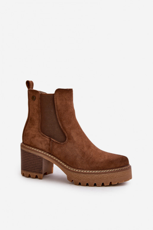 Sieviešu puszābaki siltināti ar papēdi Eko zamšādaoIne brūnas krāsas Irissinae