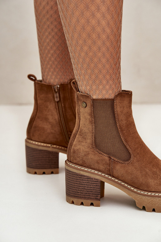 Sieviešu puszābaki siltināti ar papēdi Eko zamšādaoIne brūnas krāsas Irissinae