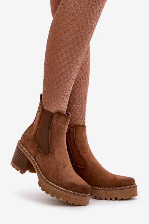 Sieviešu puszābaki siltināti ar papēdi Eko zamšādaoIne brūnas krāsas Irissinae