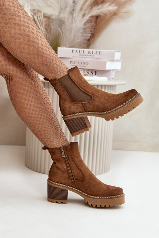 Sieviešu puszābaki siltināti ar papēdi Eko zamšādaoIne brūnas krāsas Irissinae