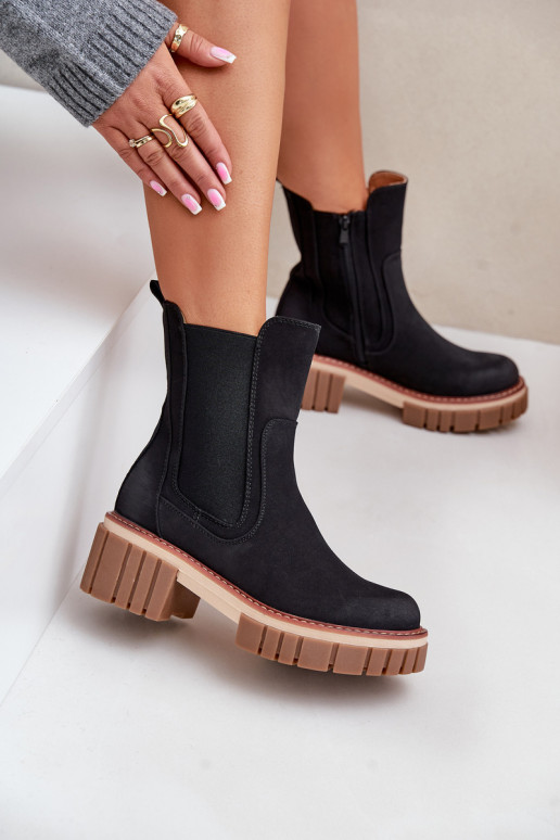 stilīgi puszābaki Uz pili siltināti melnas krāsas Linneviae