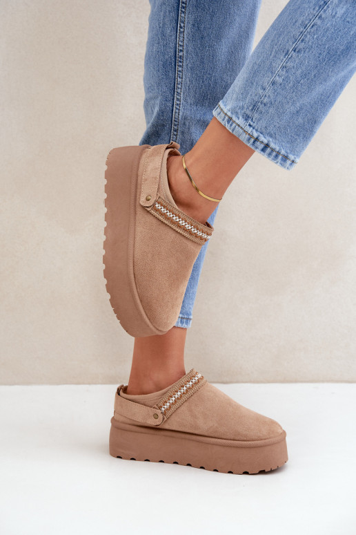 sniega apavi Ar greznu Haftem smilšu krāsas Selithria