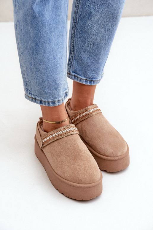 sniega apavi Ar greznu Haftem smilšu krāsas Selithria