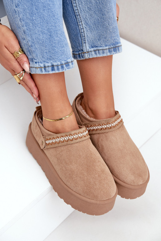 sniega apavi Ar greznu Haftem smilšu krāsas Selithria