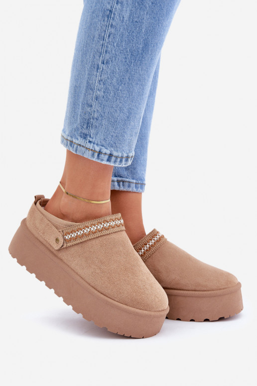 sniega apavi Ar greznu Haftem smilšu krāsas Selithria