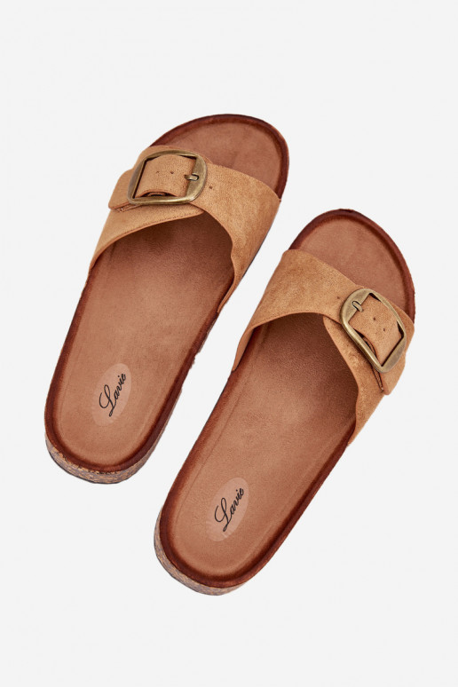 sieviešu čības ar sprādzēm Korkovas platformā brūnas krāsas Zavira