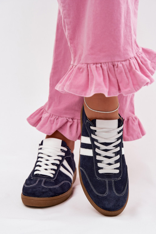 Zazoo N1068 zamšādas Zems Sneakers modeļa apavi Sieviešu tumši zilas krāsas