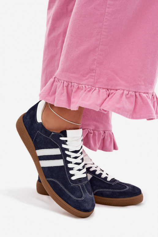 Zazoo N1068 zamšādas Zems Sneakers modeļa apavi Sieviešu tumši zilas krāsas