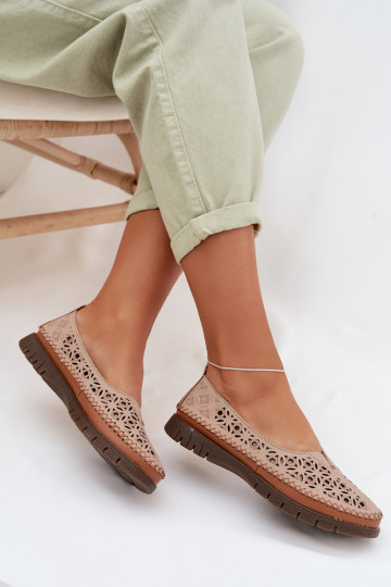 Ažūra balerīnas SieviešuIeslēgtsturalnej Skóry Sergio Leone SP-006 Rozā krāsas