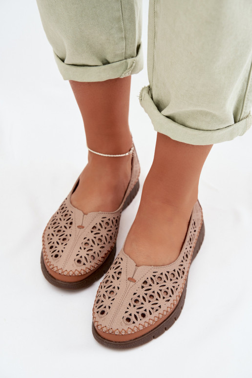 Ažūra balerīnas SieviešuIeslēgtsturalnej Skóry Sergio Leone SP-006 Rozā krāsas