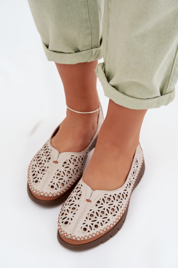 Ažūra balerīnas SieviešuIeslēgtsturalnej Skóry Sergio Leone SP-006 Pelēkas krāsas