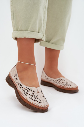 Ažūra balerīnas SieviešuIeslēgtsturalnej Skóry Sergio Leone SP-006 Pelēkas krāsas 2