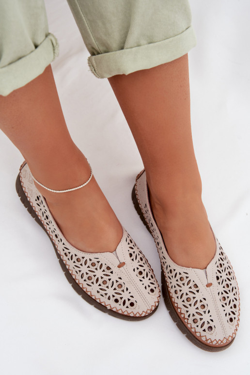 Ažūra balerīnas SieviešuIeslēgtsturalnej Skóry Sergio Leone SP-006 Pelēkas krāsas