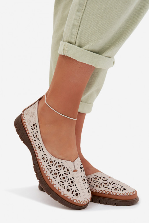 Ažūra balerīnas SieviešuIeslēgtsturalnej Skóry Sergio Leone SP-006 Pelēkas krāsas