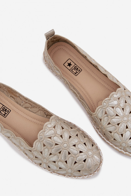 Sieviešu Paslīdēt uz Balerīnas ar puķītēm Zelta krāsas Vennice