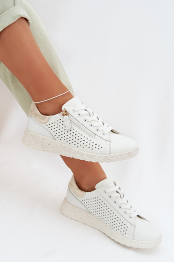 Āda apavi Sneakers modeļa apavi Sieviešu ar rāvējslēdzējiem Baltas-Zelta krāsas Kalorinne