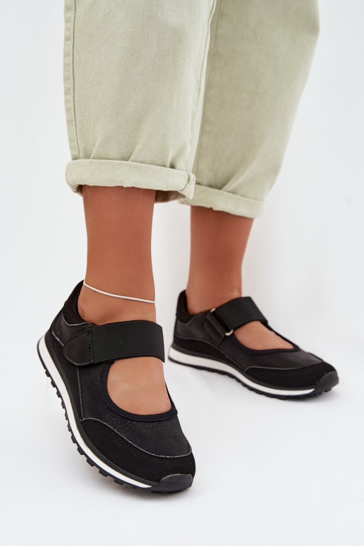 Sportiska stila apavi Sieviešu ar lipīgām aizdarēm melnas krāsas Aveliette