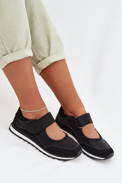 Sportiska stila apavi Sieviešu ar lipīgām aizdarēm melnas krāsas Aveliette