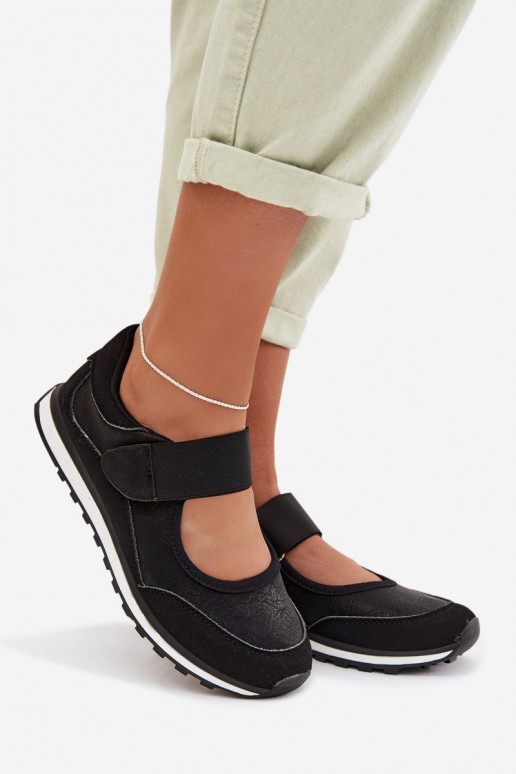 Sportiska stila apavi Sieviešu ar lipīgām aizdarēm melnas krāsas Aveliette