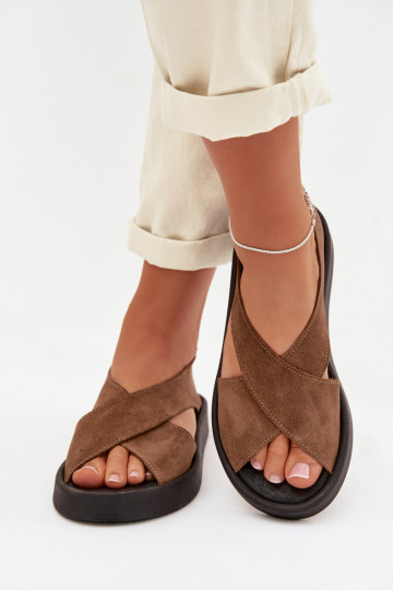 Sieviešu basenesIeslēgtsturalnego zamšādasu Zazoo 3196 brūnas krāsas