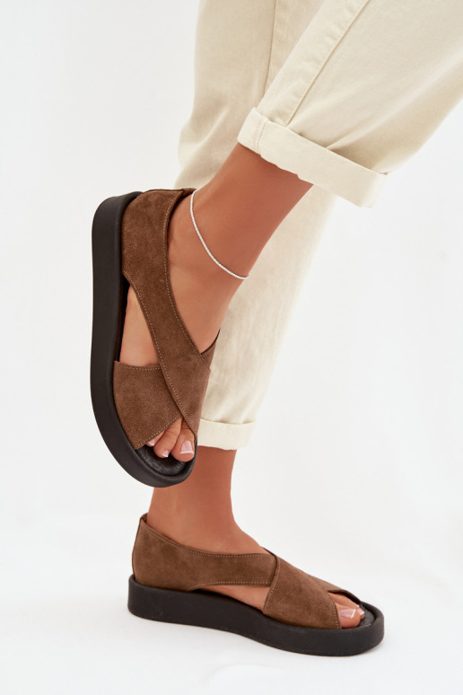 Sieviešu basenesIeslēgtsturalnego zamšādasu Zazoo 3196 brūnas krāsas