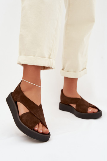 Sieviešu basenesIeslēgtsturalnego zamšādasu Zazoo 3196 brūnas krāsas