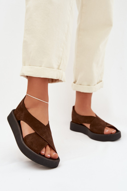 Sieviešu basenesIeslēgtsturalnego zamšādasu Zazoo 3196 brūnas krāsas