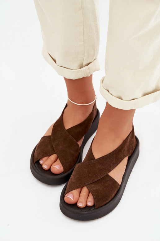 Sieviešu basenesIeslēgtsturalnego zamšādasu Zazoo 3196 brūnas krāsas