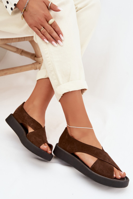 Sieviešu basenesIeslēgtsturalnego zamšādasu Zazoo 3196 brūnas krāsas