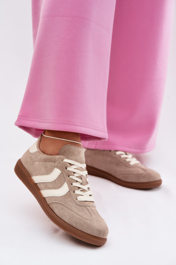 Sneakers modeļa apavi SieviešuEko zamšādau smilšu krāsas Jesavella