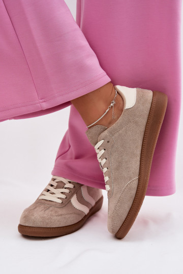 Sneakers modeļa apavi SieviešuEko zamšādau smilšu krāsas Jesavella 2