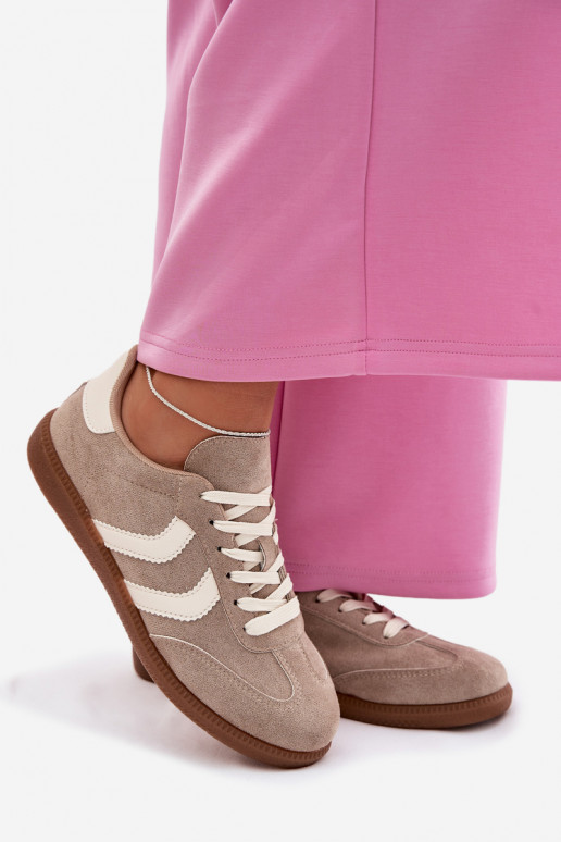 Sneakers modeļa apavi SieviešuEko zamšādau smilšu krāsas Jesavella