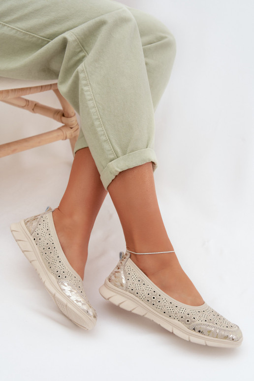 Ažūra balerīnasIeslēgtsturalnej Skóry smilšu krāsas Palorette