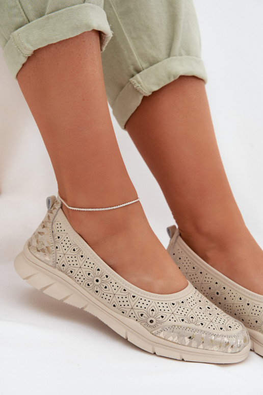 Ažūra balerīnasIeslēgtsturalnej Skóry smilšu krāsas Palorette