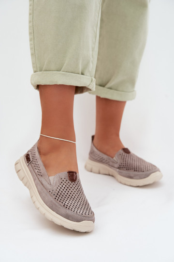 Ažūrs apaviIeslēgtsturalnego zamšādasu Pelēkas krāsas Ravinette