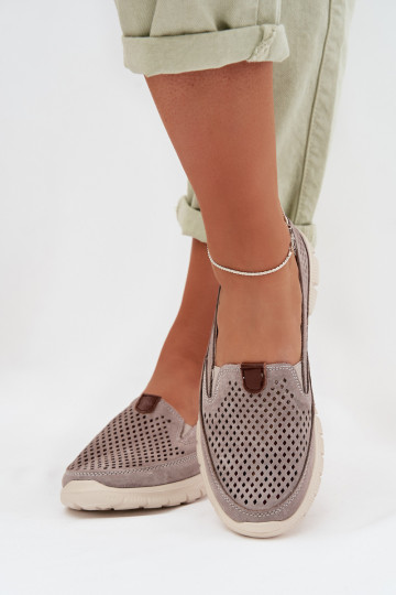 Ažūrs apaviIeslēgtsturalnego zamšādasu Pelēkas krāsas Ravinette 2