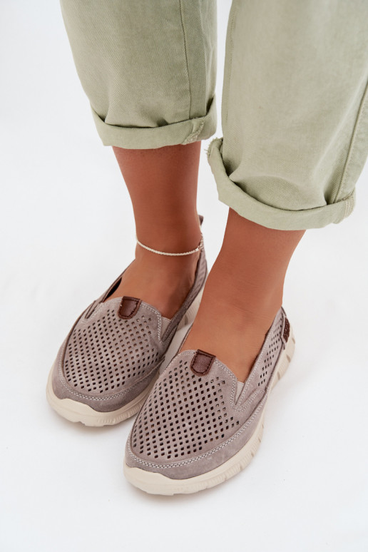 Ažūrs apaviIeslēgtsturalnego zamšādasu Pelēkas krāsas Ravinette