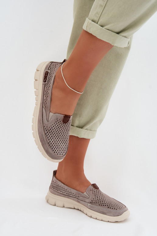 Ažūrs apaviIeslēgtsturalnego zamšādasu Pelēkas krāsas Ravinette