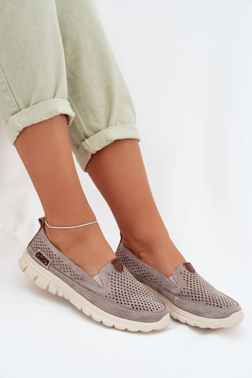 Ažūrs apaviIeslēgtsturalnego zamšādasu Pelēkas krāsas Ravinette