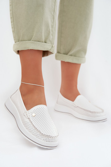 apavi SieviešuIeslēgtsturalnej Skóry S.Barski GR61-5980 baltas krāsas 2