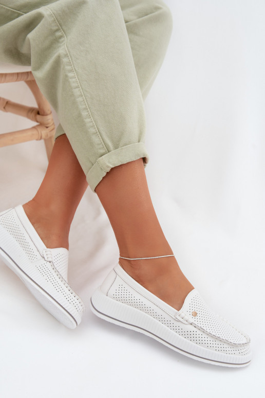 apavi SieviešuIeslēgtsturalnej Skóry S.Barski GR61-5980 baltas krāsas