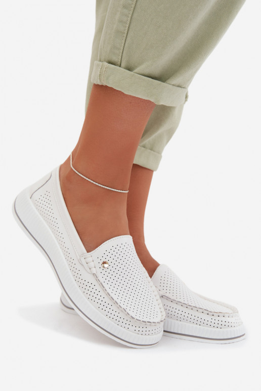 apavi SieviešuIeslēgtsturalnej Skóry S.Barski GR61-5980 baltas krāsas