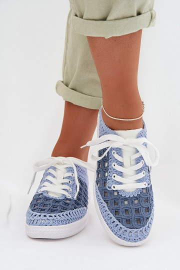 ar rakstiem Āda apavi Sieviešu D&A GR61-5951 Zilas krāsas