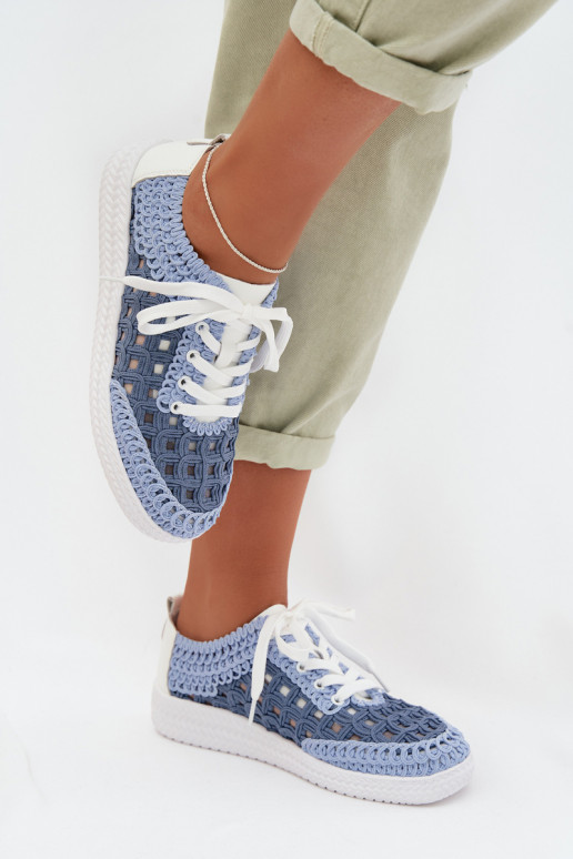 ar rakstiem Āda apavi Sieviešu D&A GR61-5951 Zilas krāsas